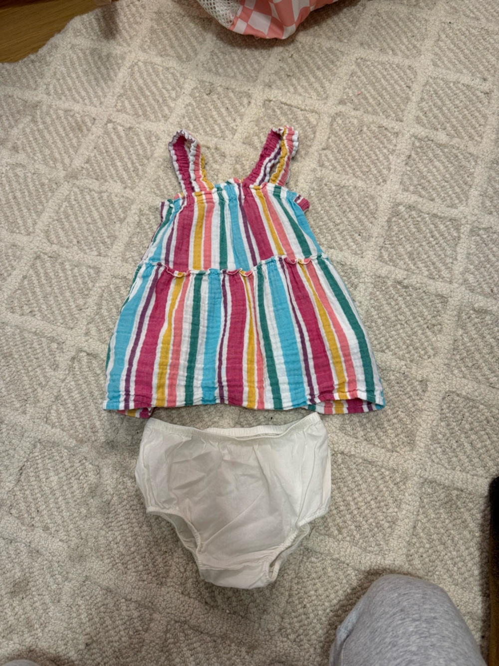 Baby Girl Multicolor Stripe Dress With Bloomers